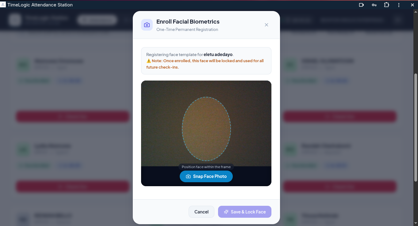Facial Biometric Enrollment: One-Time Permanent Lock
