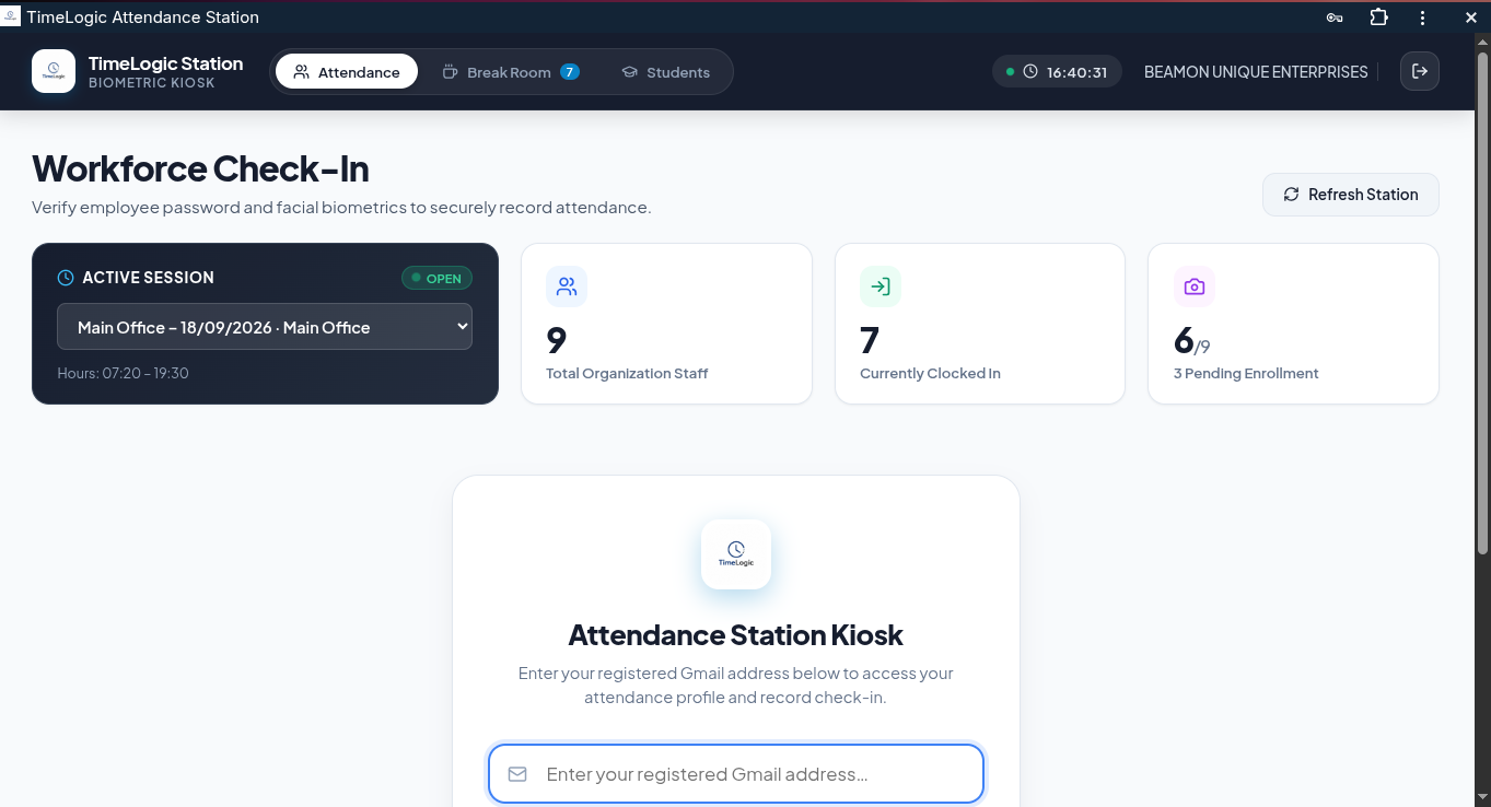 Workforce Check-In Interface